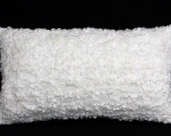 Decorative Pillow case, White Very textured fabric Lumbar pillow case, 12" x 20", Home Decor