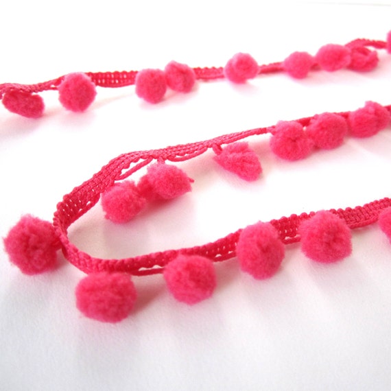 attaching pom trim pom fuchsia pom 6mm pink  bobbles meters) bobble pom trim hot (3 yards