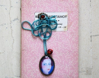 Pendant necklace with a portrait - Neckace with Painting - Wearable Art Jewelry - Miniature Portrait Jewelry