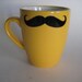 Good morning SunShine Mustache Mug yellow ceramic coffee cup with decal