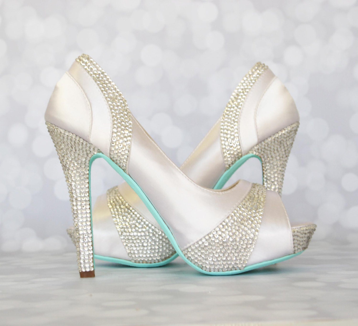 Wedding Shoes White Platform Peep Toe Wedding Shoes with