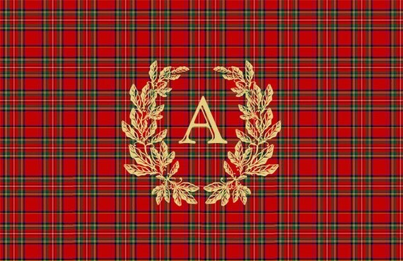 Red Royal Stewart Tartan Plaid Monogram Placemat by When I Was Your Age ...