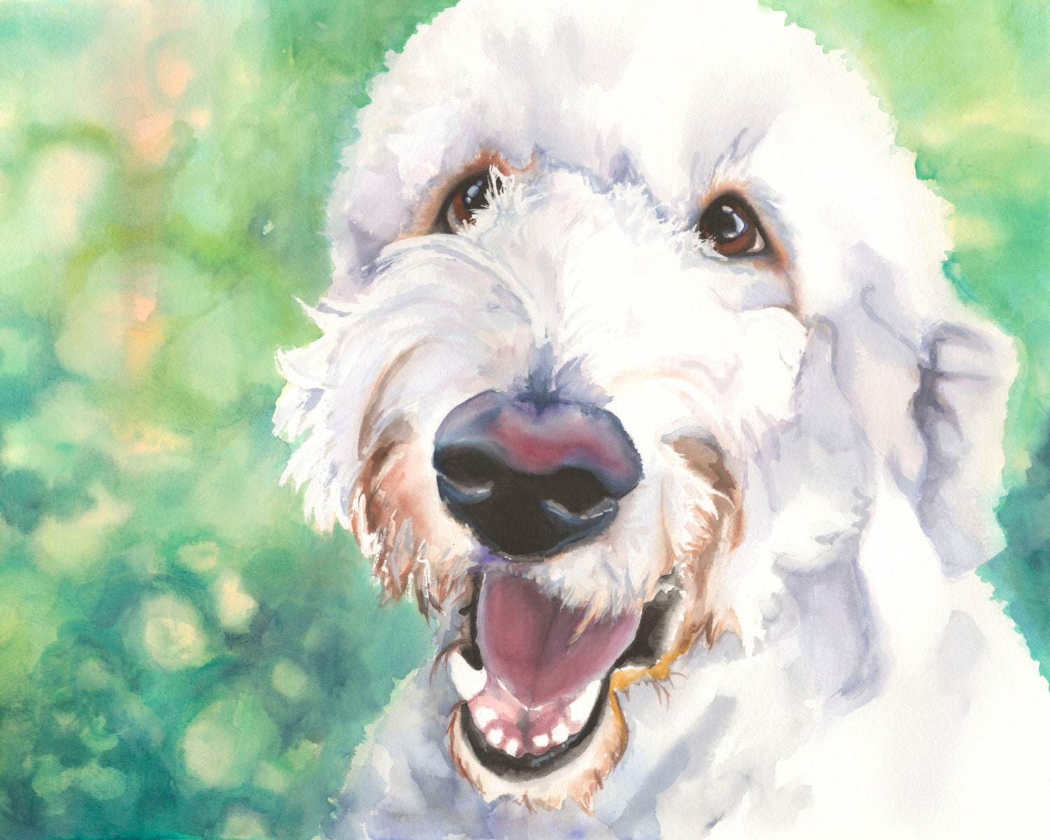 8x10 Goldendoodle Watercolor Giclee Fine Art Print