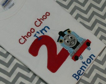 Thomas The Train T-Shirt with Birthday Number or a Letter. Made to Order