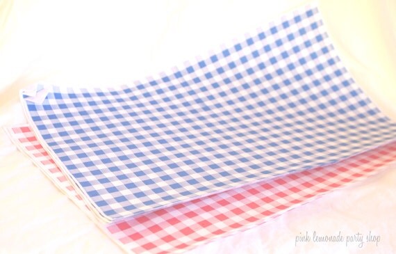 RED & BLUE Gingham Food Wrap-BeRRY BaSKET LiNERS-sandwich-krafts- Birthday Parties, Showers, Weddings-12ct Il_570xn