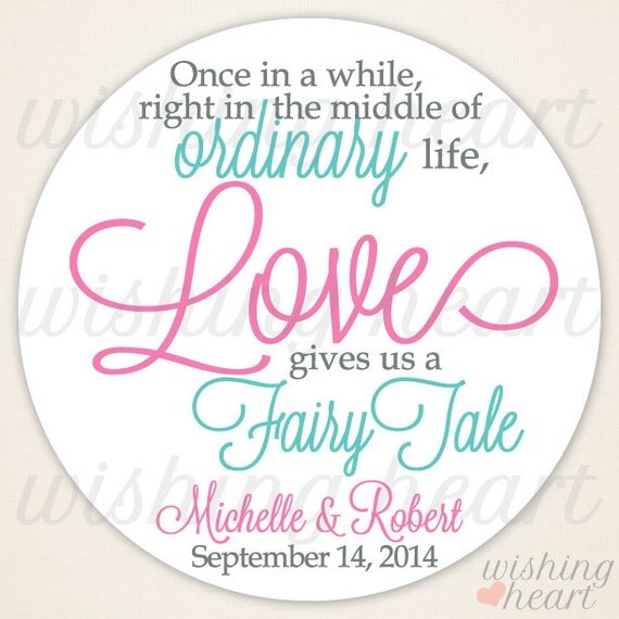 Thank You Favor Sticker - Love gives us a Fairy Tale - Candy Buffet, Candy Bar Favor - 1.5 or 2 Inch Stickers for Wedding or Bridal Shower Il_570xn