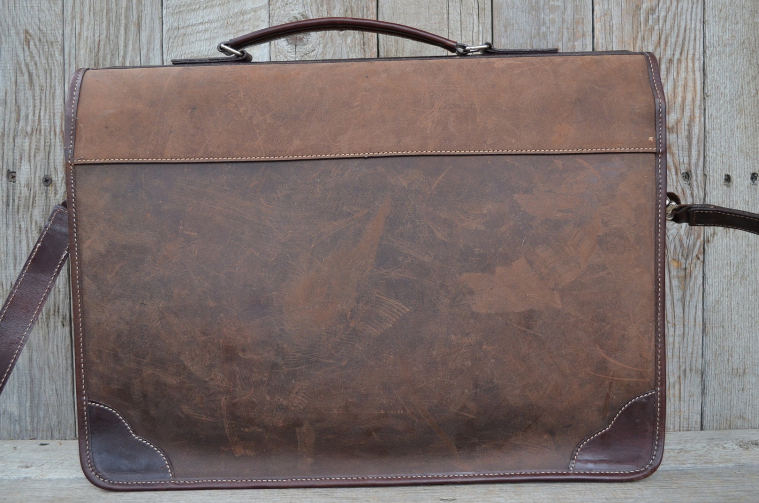 Vintage Roots Canada Brown Leather Briefcase Messenger Bag