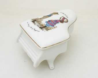 Vintage Petticoats and Pantaloons Genuine Porcelain Piano Trinket Box, UK Seller