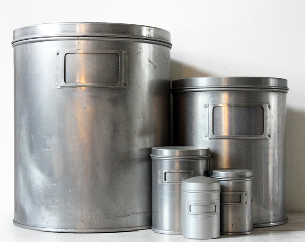 Metal STORAGE CANISTER XXL Industrial decor Loft decor set of 5