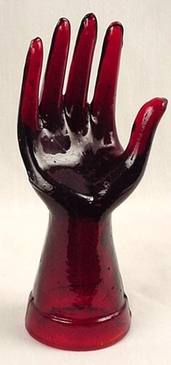 Ruby Red Glass Hand Ring Jewelry Holder by hometowngeneralstore