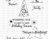 SALE Christmas clip art label, tag Christmas clipart Holiday Greetings text : W0100 Black Il_170x135