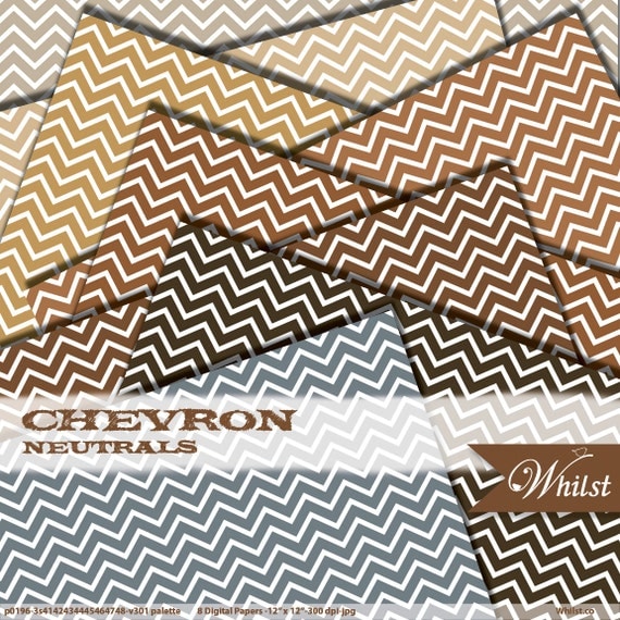 Brown digital paper chevron woodland scrapbooking woodsy paper in brown gold kraft gray : B0196 v301 neutral Il_570xn