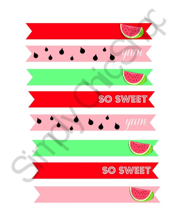 INSTANT DOWNLOAD- So Sweet, Watermelon Party Printables- Paper Straw Flags, Printables,Die Cuts, tags, Invitations, Cards, Digital Frames Il_570xn