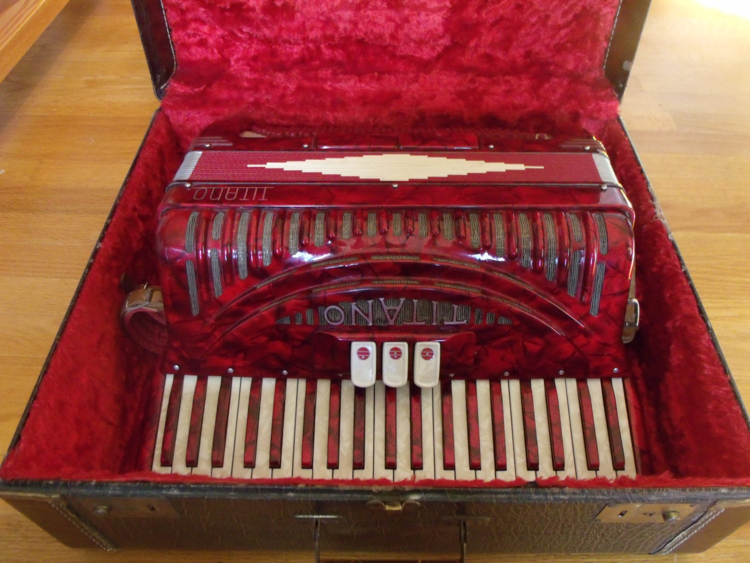 Vintage Titano Italian Accordion in Case by GrowingBackwards