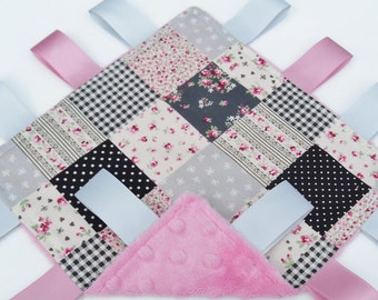 Taggie Minky blanket toddler comforter Grey patchwork -