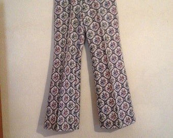 Light weight tapestry 70s retro hippie flare pants