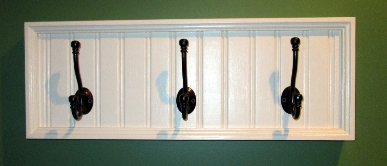 Beadboard Coat Hook Rack 3 Hooks by poynettestreet on Etsy