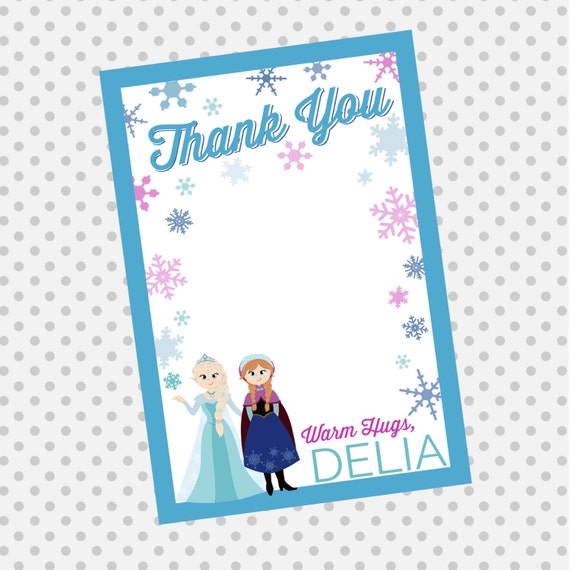 Frozen {inspired} Thank You Note Card - Frozen Thank You - Frozen Party Supplies Il_570xn