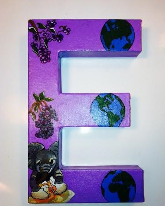 The Letter E 8 Paper Mache painted with by AllBeckysCreations