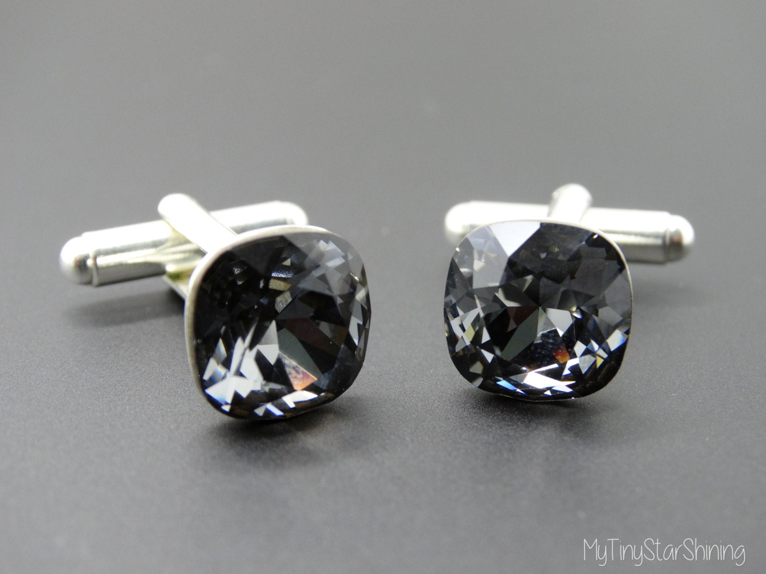 Cufflinks Mens Silver Crystal Swarovski Cufflinks Groomsmen