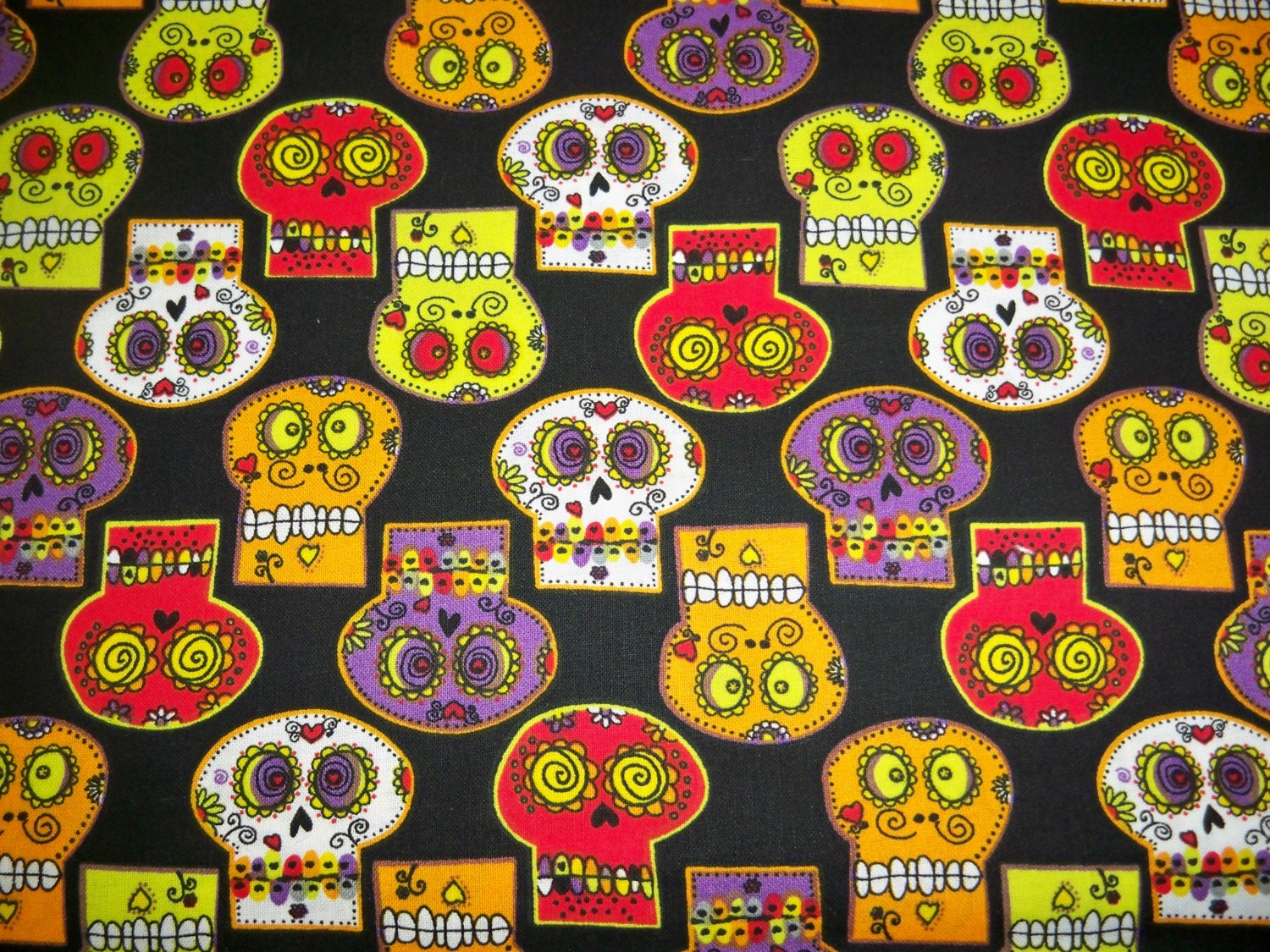 Full Yard Halloween Skulls Fabric By The Yard One Yard Cut