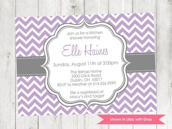 Kitchen Shower Invitation - Printable Shower Themed Chevron Invite - Colors and Text Customizable Il_570xn