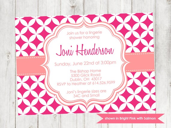 Printable Lingerie Shower Invitation - Shower Themed Pixie Invite - Colors and Text Customizable Il_570xn