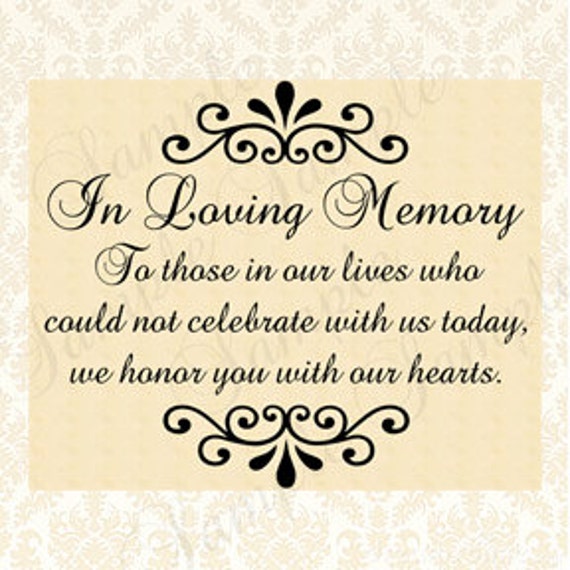 picture frame wedding in loving memory
