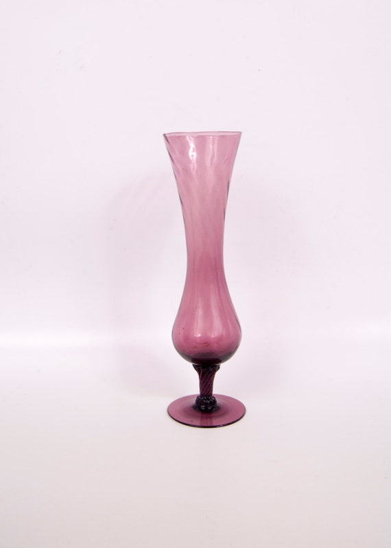 Vintage Purple Footed Vase Amethyst Blown By Levintagegalleria