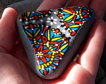 Sacred Triangle / Painted Rock / Sandi Pike Foundas / Cape Cod Sea Stone