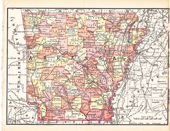 Items Similar To Antique Map Of Arkansas From The 1891 Encyclopedia   Il 570xN.635284364 M1zk 