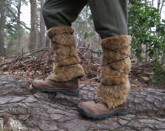 Viking Fur Leggings / Boot Covers, Leg Warmers, Pair - Medieval, Renaissance Fair Costume Accessory - Faux Fur Choose Your Color