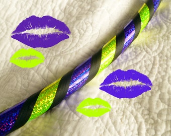 Viola Kiss Dance & Exercise Hula Hoop COLLAPSIBLE or Push Button - purple neon yellow