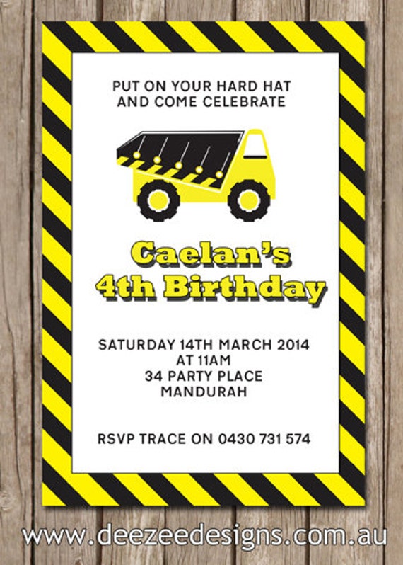 Personalised Construction Birthday Invitations - You Print Il_570xn