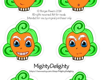 Assorted Oompa Loompa Cupcake toppers Willy Wonka Party