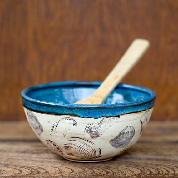 Serving BowlNautical Blue Sea by juliaedean on Etsy