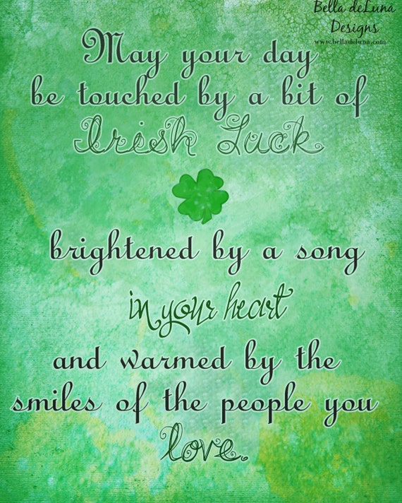 Items similar to IRISH LUCK Inspirational Quote Irish Blessing Print ...