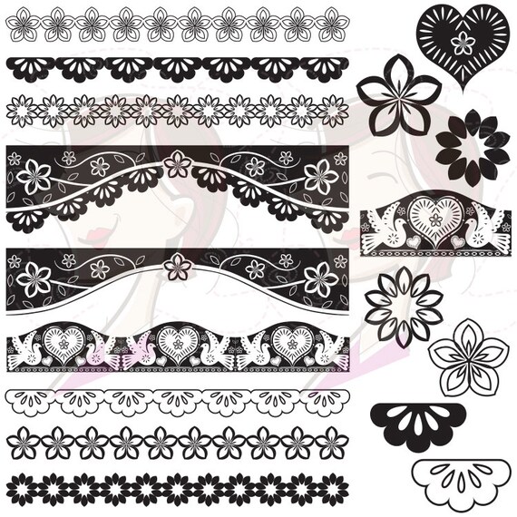 Papel Picado Borders Digital Clip Art Mexican by MayPLDigitalArt