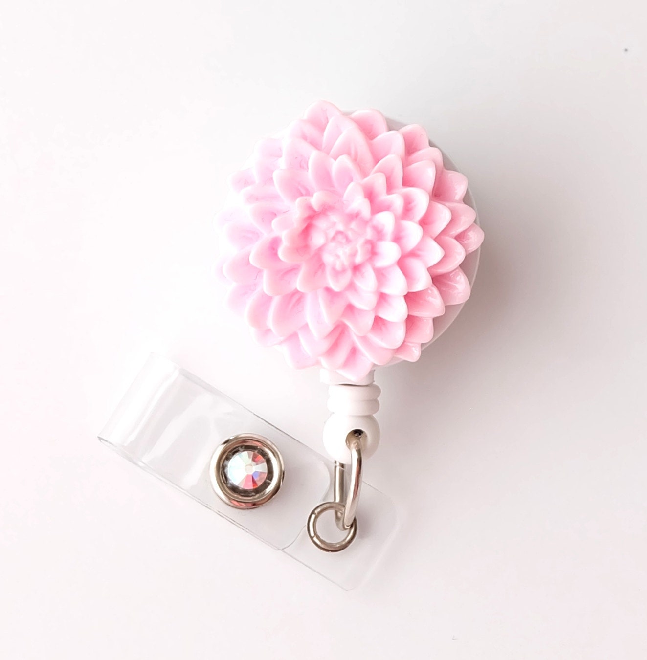 Baby Pink Flower ID Badge Holder Flower Badge Reels