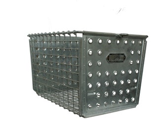 Vintage Industrial Wire Locker Basket -- Industrial Storage Basket