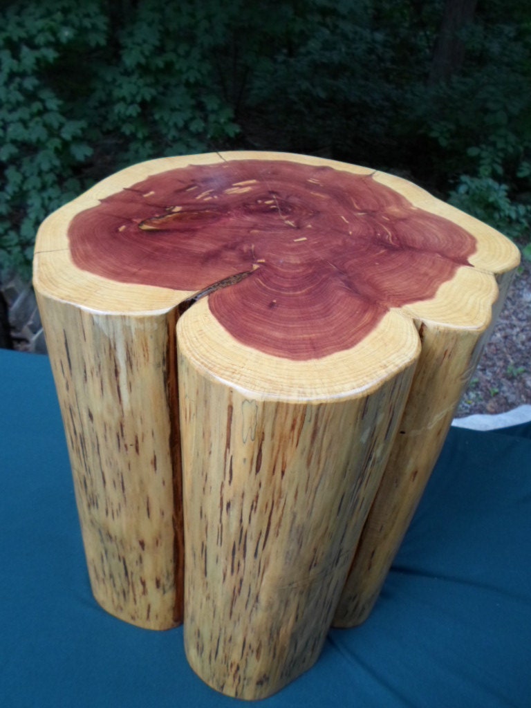 Natural Rustic Reclaimed Wood Cedar End Table by WoodworkerNana