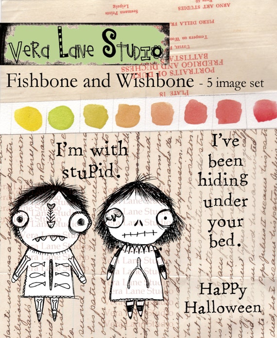 Two little nutty and whimsical digi stamp characters for instant download. Boo!