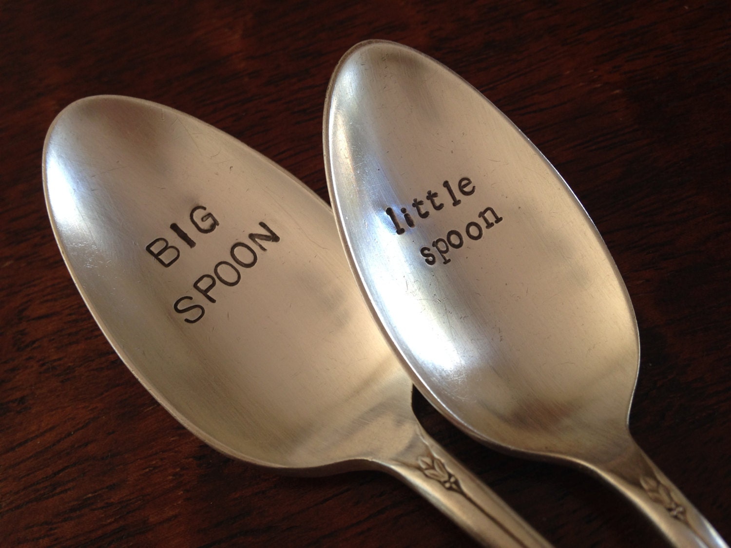 Big Spoon Little Spoon Wedding Spoons Hand Stamped Vintage