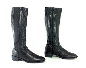 Knee High Riding Boots 8 - Tall Black Chelsea Boots 8 - Equestrian Boots 8