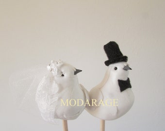SALE White Love Bird Wedding Cake Topper, Wedding Bird Cake Topper Style # BC2022