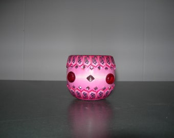Fimo glass votive candle holder (bejewled Pink)