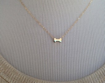 Tiny Gold Dog Bone Necklace