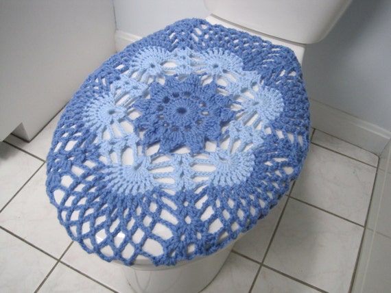 Crochet Toilet Seat Cover light periwinkle/light blue