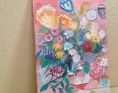 Lovey Cottage Chic Floral Oil Painting
