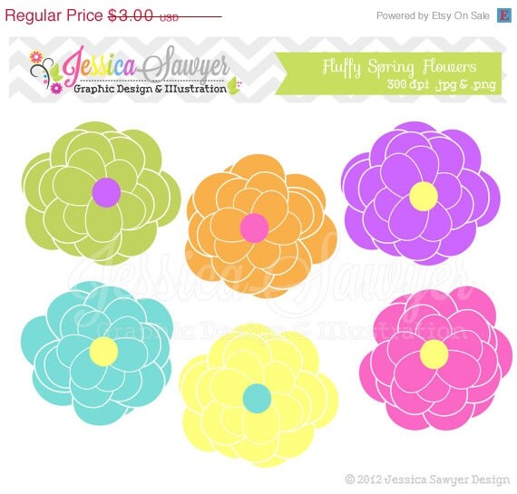 50% OFF - INSTANT DOWNLOAD, Flower clipart - spring clip art - commercial use - - card making - digital scrapbook - element Il_570xn